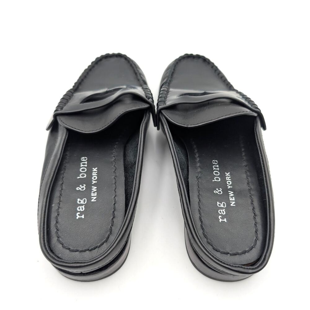 Rag & Bone Carter Penny Loafer Mules Women's Black Leather Size US6.5 EU36.5 - Picture 5 of 11